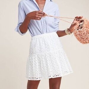 Anthropologie Boho Talia Eyelet Mini Skirt Size XS